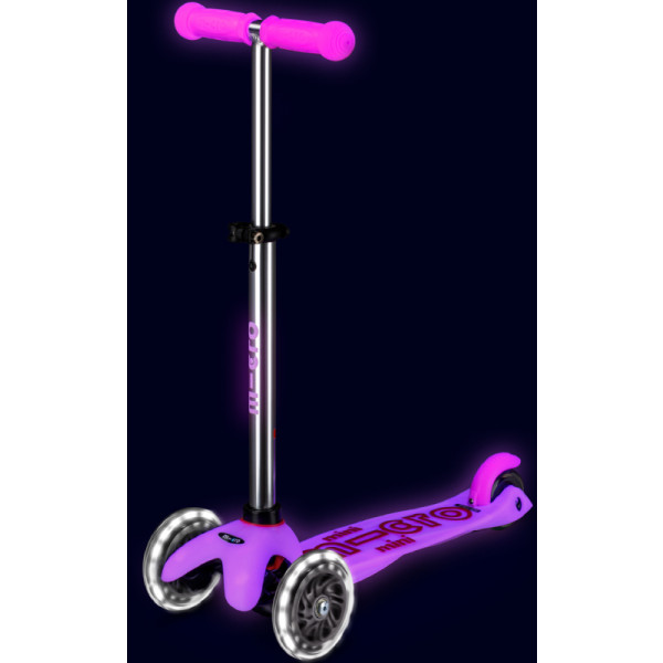 Фото - Триколісний самокат Micro серії Mini Deluxe Glow LED - МОРОЗНИЙ РОЖОВИЙ (MMD217)