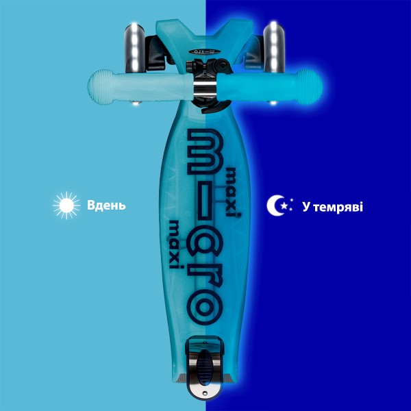 Фото - Триколісний самокат Micro серії Maxi Deluxe Glow LED - СИНІЙ КРИШТАЛЬ (MMD366)