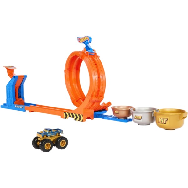 Фото - Ігровий набір Hot Wheels "Петлі та трюки" серії "Змагання за кубок" Monster Trucks (JBX64)