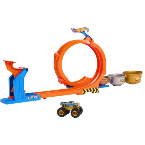 Фото - Ігровий набір Hot Wheels "Петлі та трюки" серії "Змагання за кубок" Monster Trucks (JBX64)