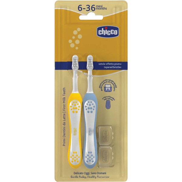 Фото - Зубная щетка мануальная детская Chicco 6-36 мес, 2 шт. (мальчик) (12082.11)
