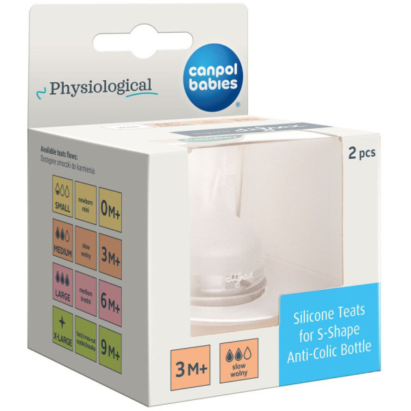 Фото - Малый поток соска детская силиконовая Canpol babies S-Shape M медленная 2 шт. (59/892)
