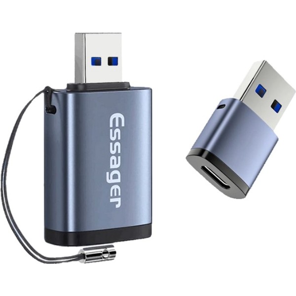 Фото - Перехідник Essager Soray OTG (Type-C Female to USB -AMale) USB3.0 Adaptor Grey (EZJCA-SRB0G)