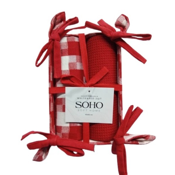 Фото - Набор полотенец SOHO 40х60 см White&Red 2 шт. (BS 88005B)