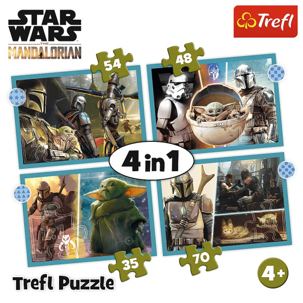 Фото - Пазли (3-4 роки) Trefl 4в1 Star Wars Мандалорець (5900511343977)