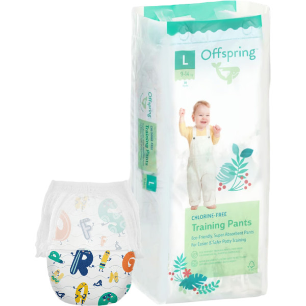 Фото - Одноразовые подгузники-трусики Offspring размер L 9-14 кг 36 шт. Буквы (DP-OI-FAP-L36P-ABC)