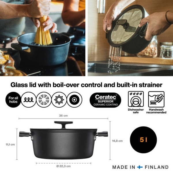 Фото - Каструля Fiskars Hard Face 5 л (1075527)