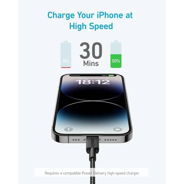 Фото - Кабель Anker 322 USB-C to Lightning - 1.8m Nylon (A81B6G11)