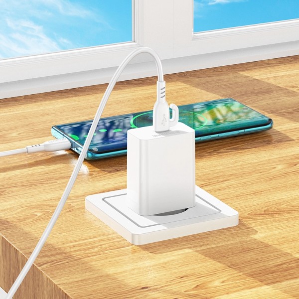 Фото - Мережевий зарядний пристрій BOROFONE BA21A Pro Long journey single port PD20W charger set(C to C) White (6941991111426)