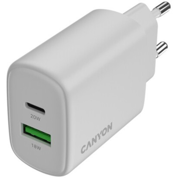 Фото - Сетевое зарядное устройство Canyon OnCharge 200 20W 1xPD 1xQC EU White (CNE-CHA200-21)
