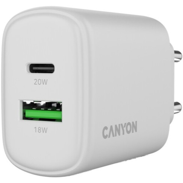 Фото - Сетевое зарядное устройство Canyon OnCharge 200 20W 1xPD 1xQC EU White (CNE-CHA200-21)