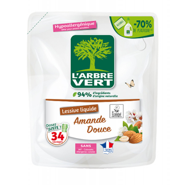 Фото - Гель для прання L'Arbre Vert Запасний блок Солодкий мигдаль 1,53 л (3450601046452)