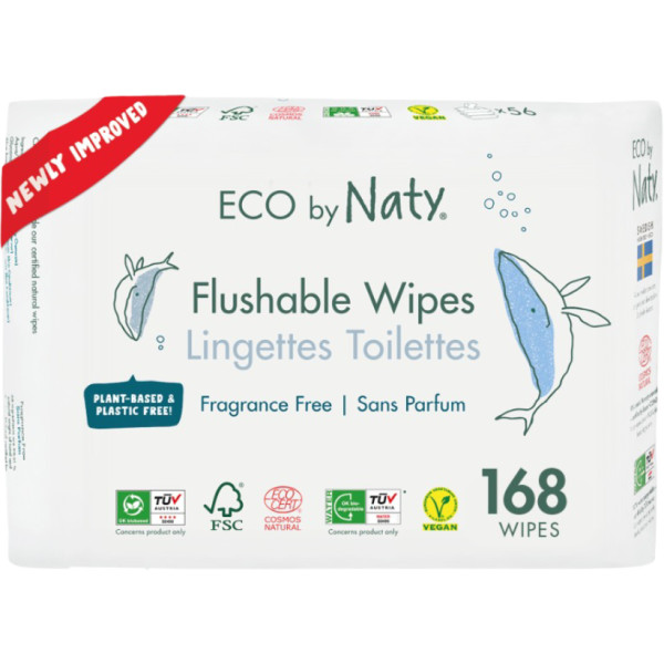 Фото - Вологий туалетний папір дитячий Eco By Naty змиваючий, 168 шт. (7330933177177)