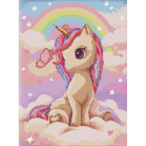 Фото - Алмазний живопис Ideyka для дітей Допитлива одноріжка з АВ стразами 30х40 см (AMO7631)