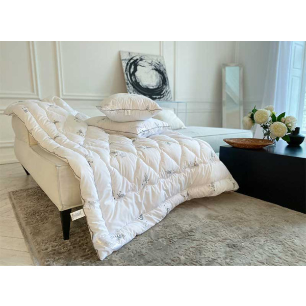 Фото - Ковдра демісезонна двоспальна Руно 172х205 зі штучного лебединого пуху (316.52_Silver Swan_demi)