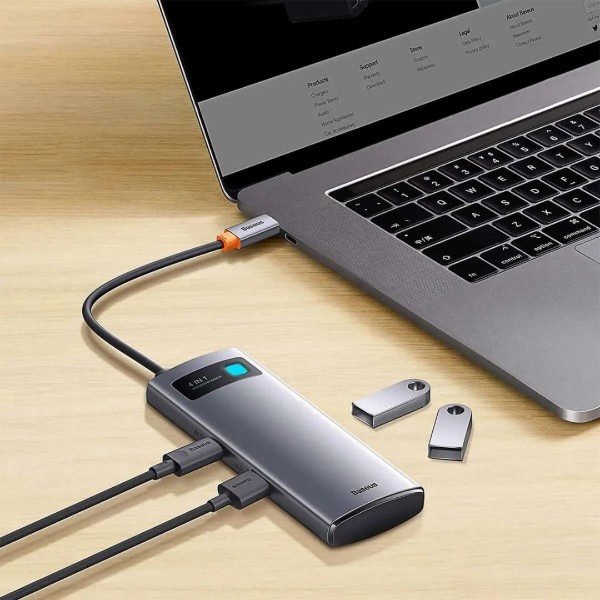 Фото - Хаб USB Baseus 4in1 Type-C/USB3.0х4 Grey (WKWG070013)