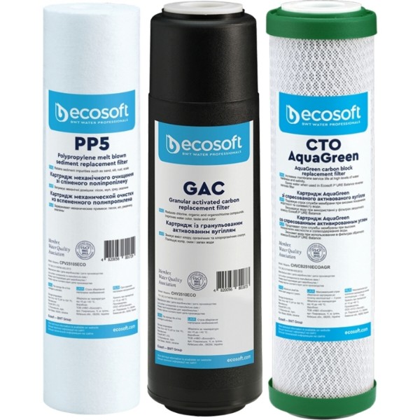 Фото - Картридж системы обратного осмоса Ecosoft 1-2-3 для Absolute (полипропилен+GAC+AquaGreen) (CHV3ECOAGR)