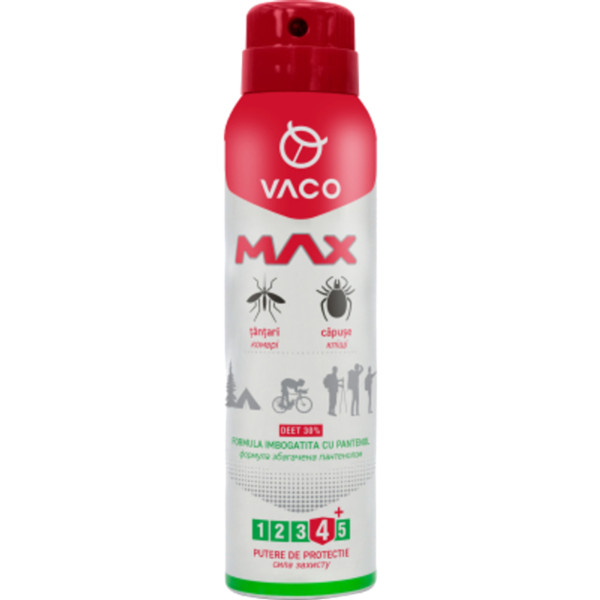 Фото - Спрей від комах VACO MAX від комарів, кліщів і мошок DEET 30% з пант 100 мл (5901821952385)