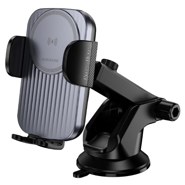 Фото - Автодержатель с беспроводной зарядкой BOROFONE BH222 Black (6941991119019)
