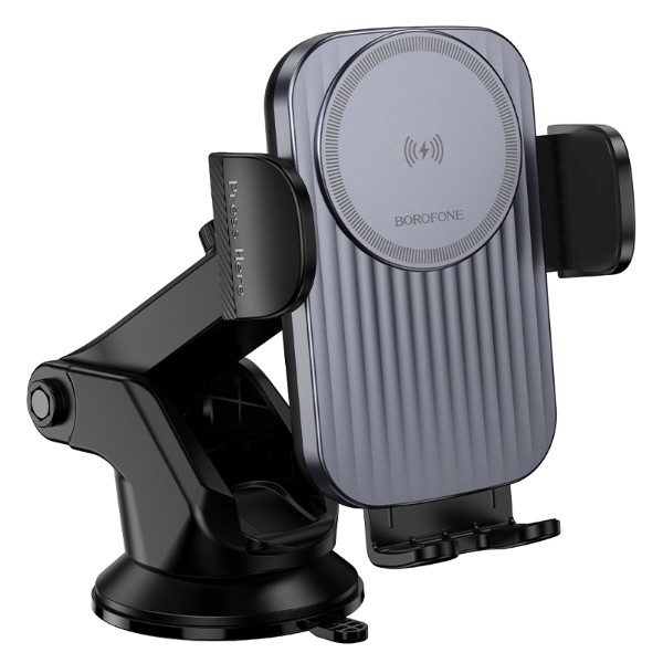 Фото - Автодержатель с беспроводной зарядкой BOROFONE BH222 Black (6941991119019)
