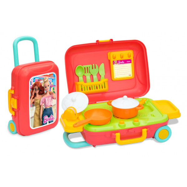 Фото - Сюжетно-ролевая игра. Посуда dede Кухонный набор в чемодане 15 пр. ''Barbie'' (03478)