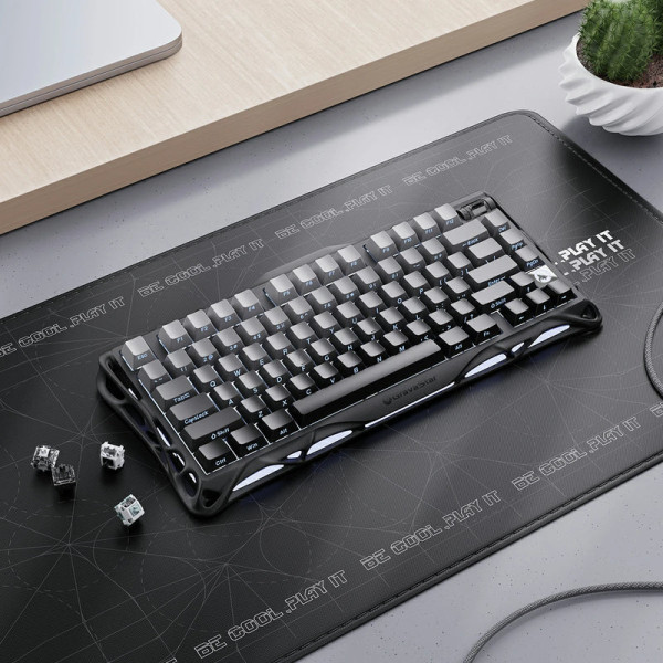 Фото - Клавиатура беспроводная игровая GravaStar Mercury K1 80keys Cheery Pink BT/WL/USB  Black (GSK1_GBLK)