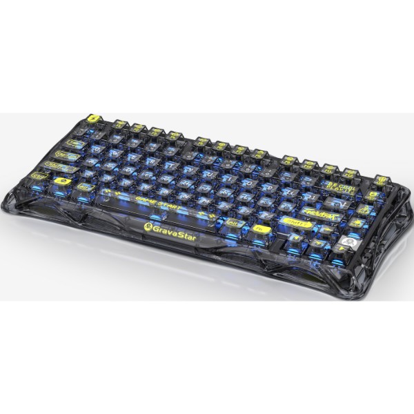 Фото - Клавіатура бездротова ігрова GravaStar Mercury K1 Lite 80keys BSUN Grey BT/WL/USB 
Black (GSK1LITE_XTAL_BLK)