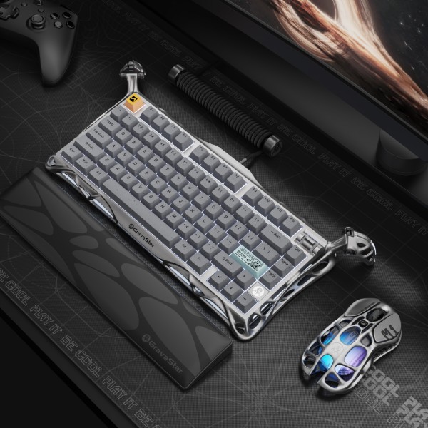 Фото - Клавиатура беспроводная игровая GravaStar Mercury K1 Pro 80keys Kailh Speedy Mint BT/WL/USB Gray (GSK1PRO_GRY)