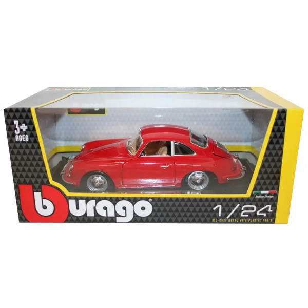 Фото - Колекційна машинка 1:24 Bburago Porsche 356B (1961) (асорті слонова кістка, червоний, 1:24) (18-22079)