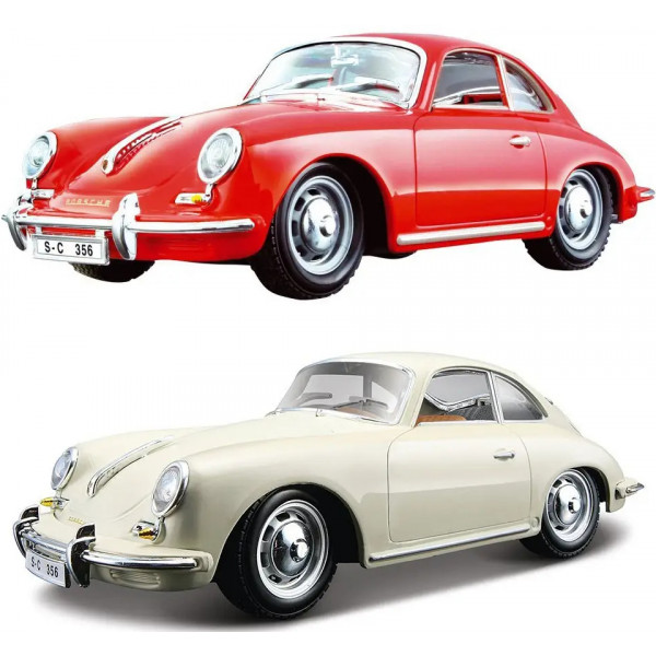 Фото - Колекційна машинка 1:24 Bburago Porsche 356B (1961) (асорті слонова кістка, червоний, 1:24) (18-22079)