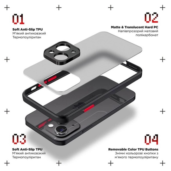 Фото - Чохол для смартфону Armorstandart Frosted Matte for Xiaomi Redmi Note 12 4G Black (ARM67732)