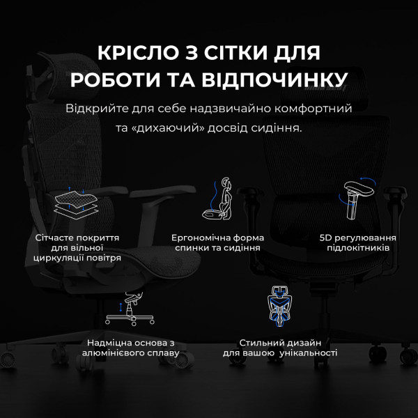 Фото - Кресло для геймеров Anda Seat X-Air Pro Size XL Mesh Gray (AD-WY-01-GGF-G01)