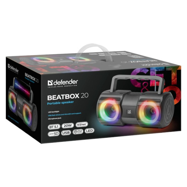Фото - Портативна акустика Defender Beatbox 20 Black (65420)