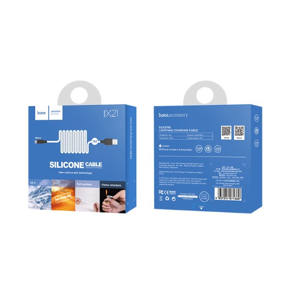 Фото - Кабель HOCO X21 USB to Micro 2A, 1m Black+White (6957531071389)