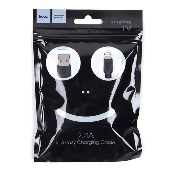 Фото - Кабель синхронізації даних HOCO X13 USB to iP 2.4A, 1m Black (6957531061144)