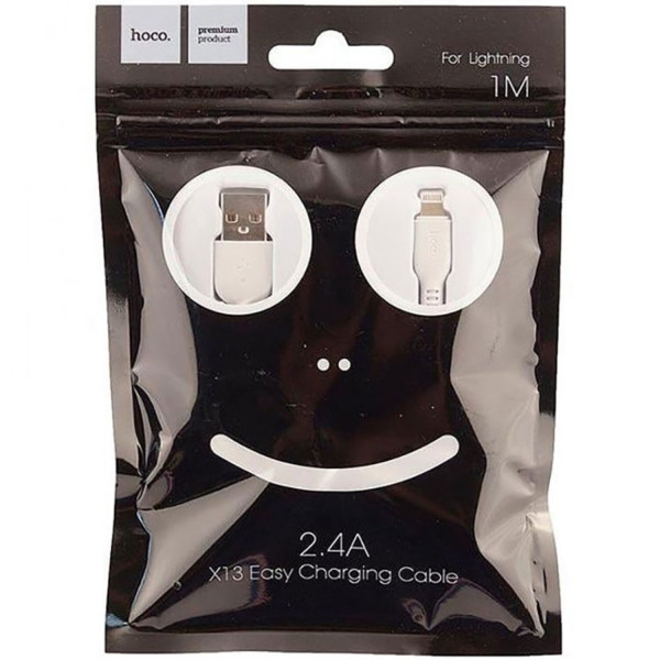 Фото - Кабель синхронізації даних HOCO X13 USB to iP 2.4A, 1m White (6957531061151)