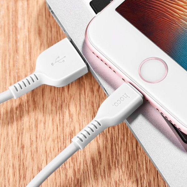 Фото - Кабель синхронізації даних HOCO X13 USB to iP 2.4A, 1m White (6957531061151)