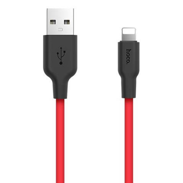Фото - Кабель синхронізації даних HOCO X21 USB to iP 2A, 1m Black+Red (6957531071372)