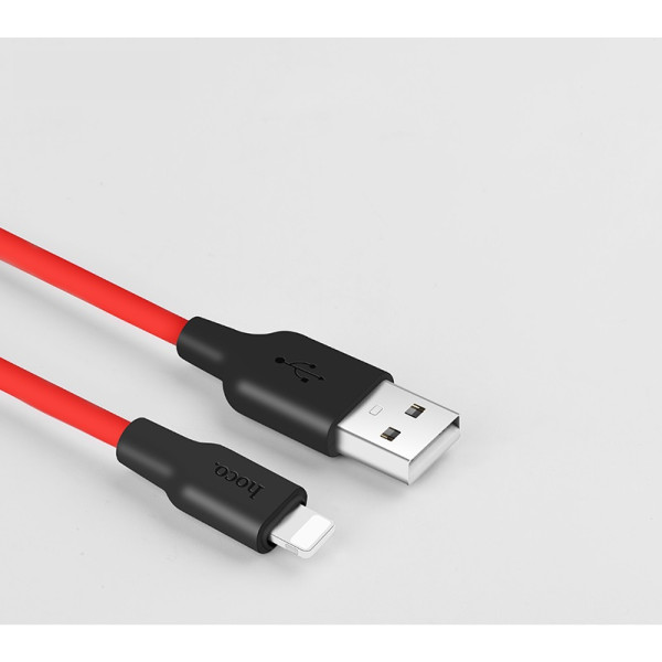 Фото - Кабель синхронізації даних HOCO X21 USB to iP 2A, 1m Black+Red (6957531071372)