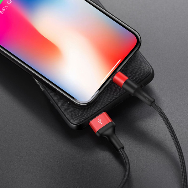 Фото - Кабель синхронізації даних HOCO X26 USB to iP 2A, 18W 1m Black+Red (6957531080190)