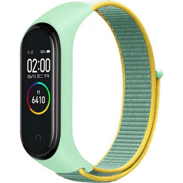 Фото - Ремінець для фітнес-браслету BeCover Nylon Style for Xiaomi Mi Smart Band 5 Green/Yellow (705420)