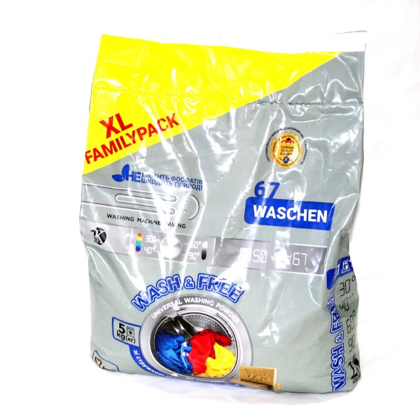 Фото - Пральний порошок WASH & FREE Універсальний 5кг