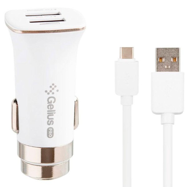 Фото - Автомобільний зарядний пристрій Gelius Pro Apollo GP-CC01 2USB 3.1A + Cable Type-C White (71435) Фото - Автомобільний зарядний пристрій Gelius Pro Apollo GP-CC01 2USB 3.1A + Cable Type-C White (71435)