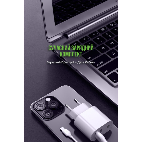 Фото - Мережевий зарядний пристрій MadeInFuture MFS12 12W A+C+USB-A to Lightning White (MIF82823)