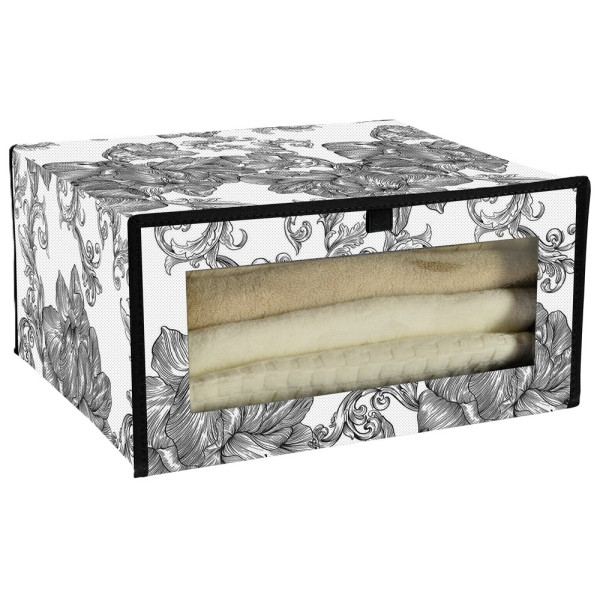 Фото - Корзина для зберігання Idea Home NP-256 ткан. з/кр д/взуття Anthracite Flowers