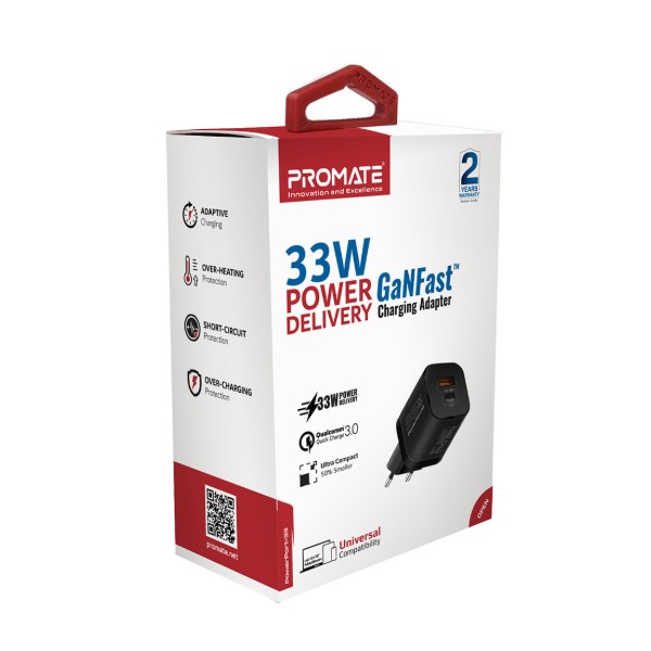 Фото - Сетевое зарядное устройство Promate Powerport-33 Black