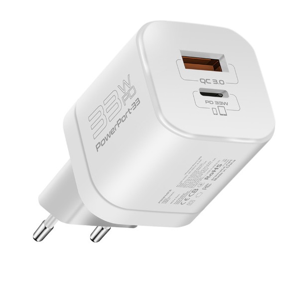 Фото - Мережевий зарядний пристрій Promate Powerport-33 White Фото - Мережевий зарядний пристрій Promate Powerport-33 White