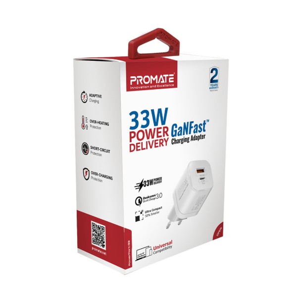 Фото - Мережевий зарядний пристрій Promate Powerport-33 White