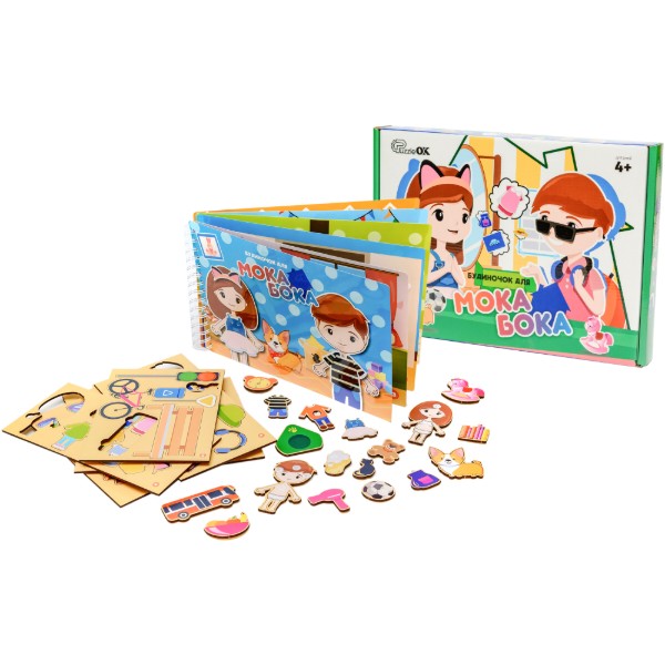 Фото - Настольная игра (3-4 года) PuzzleOk Деревянная игра с наклейками Домик для Мока Бока 6 ст., 103 дет. (Puz-88892)