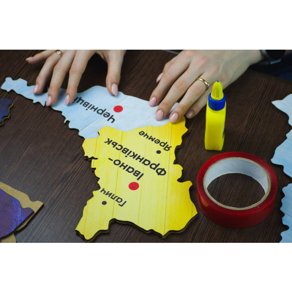 Фото - Пазлы (8+) PuzzleOk Карта Украины двухслойная деревянная, настенная голубовато-желтая (Арт-06011)